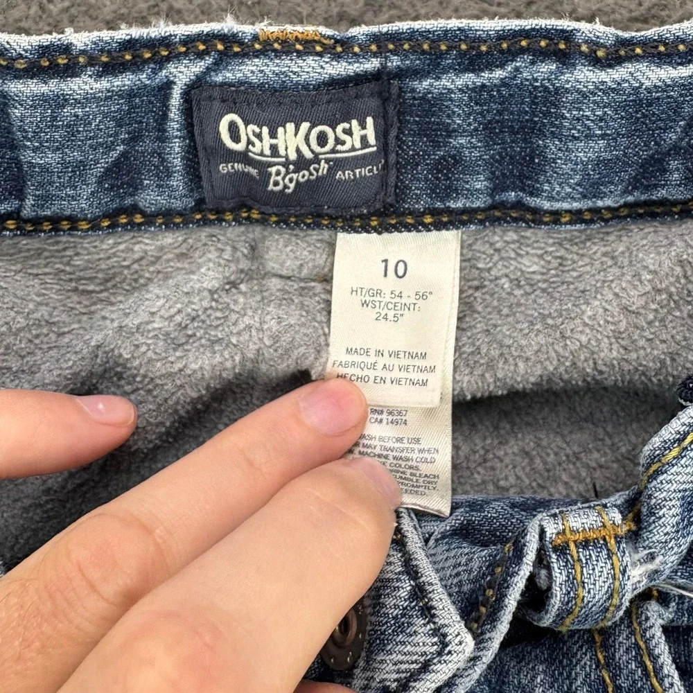 OshKosh Bgosh Boys Size 10 Fleece Lined Denim Blue Jeans Straight Leg Regular
